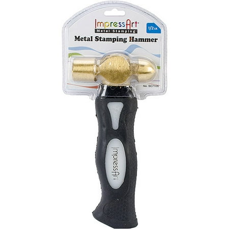 ImpressArt Brass Hammer, for Softer Metals and 3mm or Smaller Punch Stamps, 1 (Best Hammer For Metal Stamping)