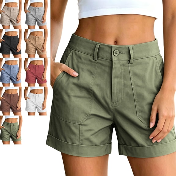 MLCDZ Cargo Shorts for Women Trendy Casual Summer Chino Shorts Stretchy Lightweight Baggy Outdoor Golf Hiking Short Pants with Multiple Pockets