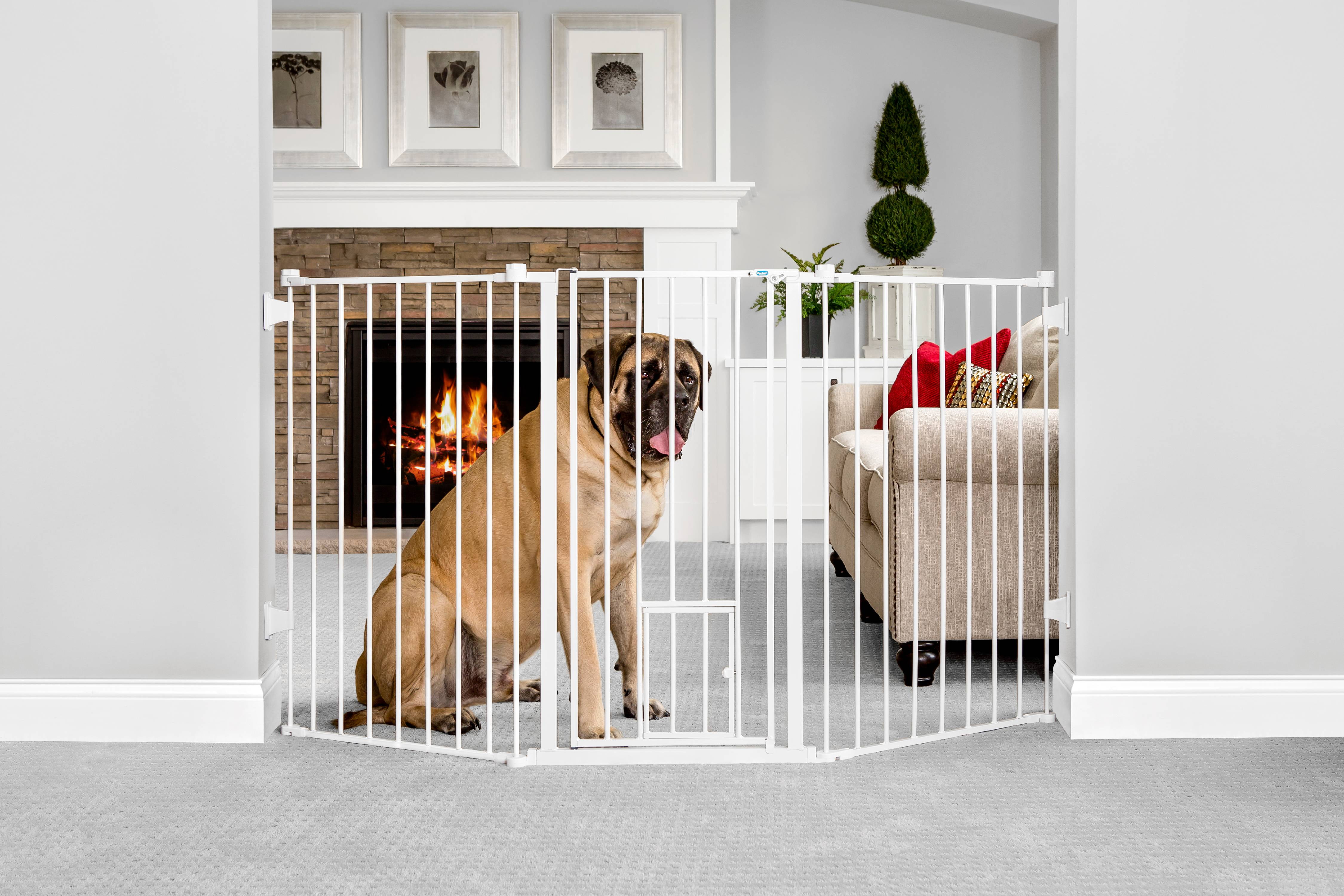 Gate Extra Large Black With Lock Pet Dog Safety Walk Through Door Steel 