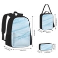 thumbnail image 4 of Naloa Light Blue Marble Print Large Capacity Backpack Lunch Bag Pencil Case Combination 3 Piece Set for Student, 4 of 8