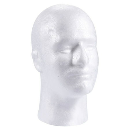 Craft Foam Wig Head - Man Mannequin Wig Holder Stand for Displaying Hat, Mask, Cap, White Polystyrene Foam, 5 x 10.7 x 8 Inches