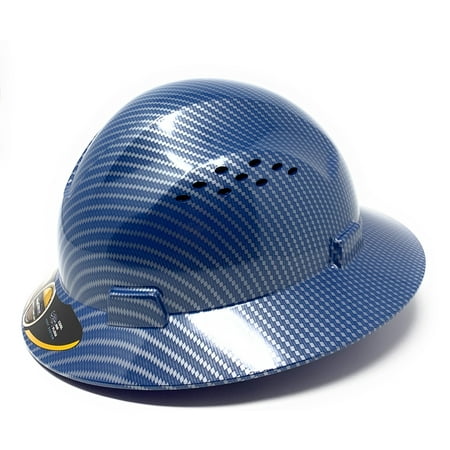 HDPE Hydro Dipped Blue/Silver Full Brim Hard Hat with Fas-trac Suspension