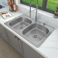 thumbnail image 6 of Sinber 33" x 22" x 5.5" Drop In Double Bowl Kitchen Sink with 18 Gauge 304 Stainless Steel Satin Finish MT3322D-ADA-OL (Sink Only), 6 of 14