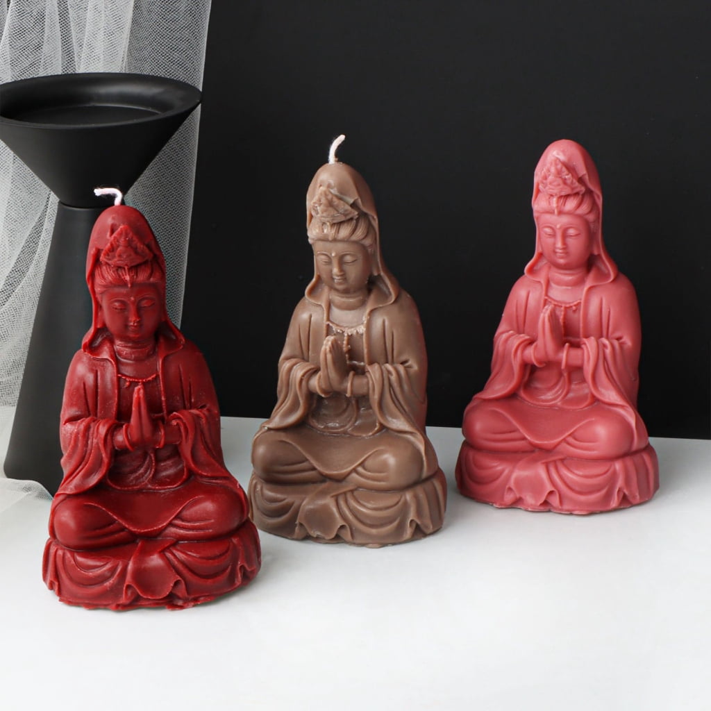 Geemin 3D Buddha Scented Candle Mold Silicone Mold for Candle Making Resin Epoxy Mould