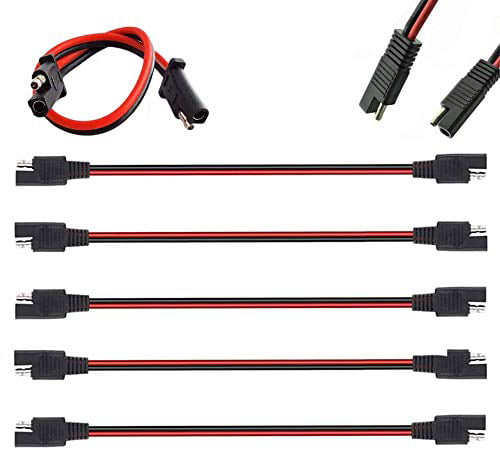 Heavy Duty SAE Connector Bullet Lead Cable with Waterproof Caps 2-Pack 12 10 Gauge 2 Pin Quick Disconnect Audiopipe Polarized Wire Harness 