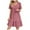 Red, variant on Loopsun Womens Summer Dresses, Casual V-Neck Short Sleeve Solid Loose Pleated High Waist Mini Dress Pink