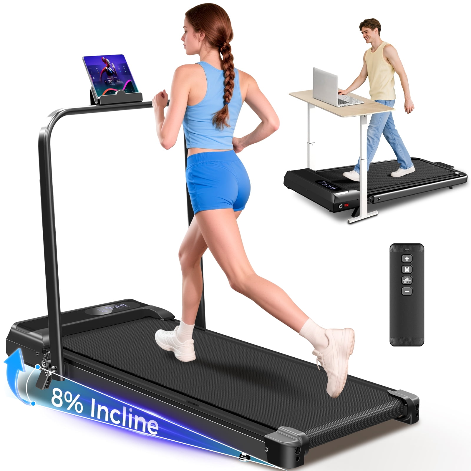 Tomile Walking Pad for Home/Office, Folding Treadmill 2.5HP, Under Desk Treadmill with Remote, 320 lbs Capacity