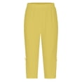 thumbnail image 5 of Minjewel Women's Casual Stretch Cropped Capri Leggings with Lace Stitching and Cutout Design,Comfortable Fit for Daily Wear,Yellow,M, 5 of 8