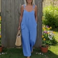 thumbnail image 4 of Frostluinai Cargo Jumpsuit for Women Summer Y2k Adjustable Straps Linen Overalls with Pockets Solid Casual Hiking Pants Rompers, 4 of 9