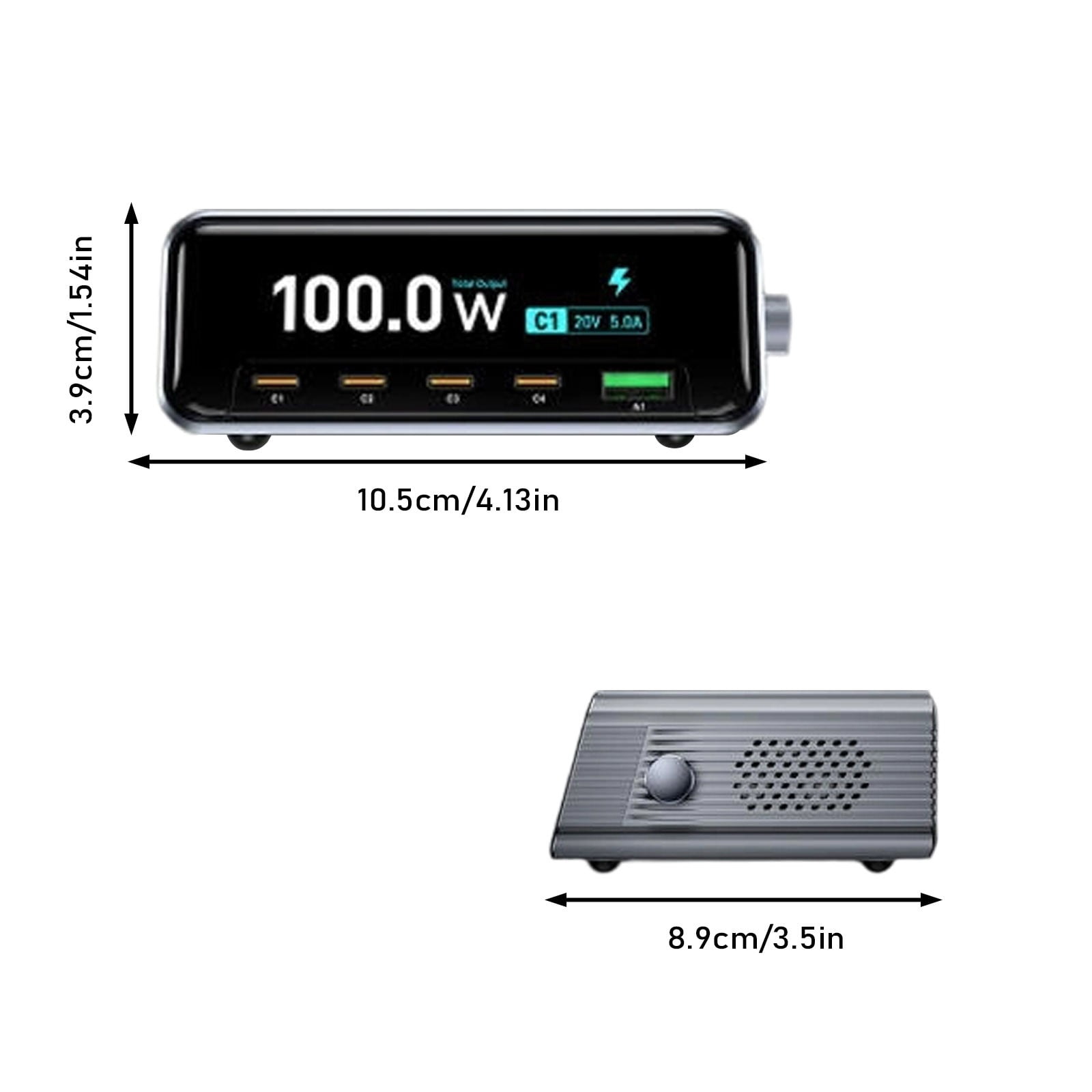 Fast Charging Smart Display, 265W GaN Desktop Charging Station with LCD Display, USB-C Fast Charger for Laptop & Phone, Multi-Port Charger Hub with Smart Power Tracking