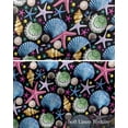 thumbnail image 6 of Coastal Ocean Kitchen Valances for Windows Farmhouse Linen Window Valance Curtain for Living Room Window Treatment Blue Pink Shell Starfish Gold Sea Conch Valance Rod Pocket Topper, 42 x 18 Inch, 6 of 6