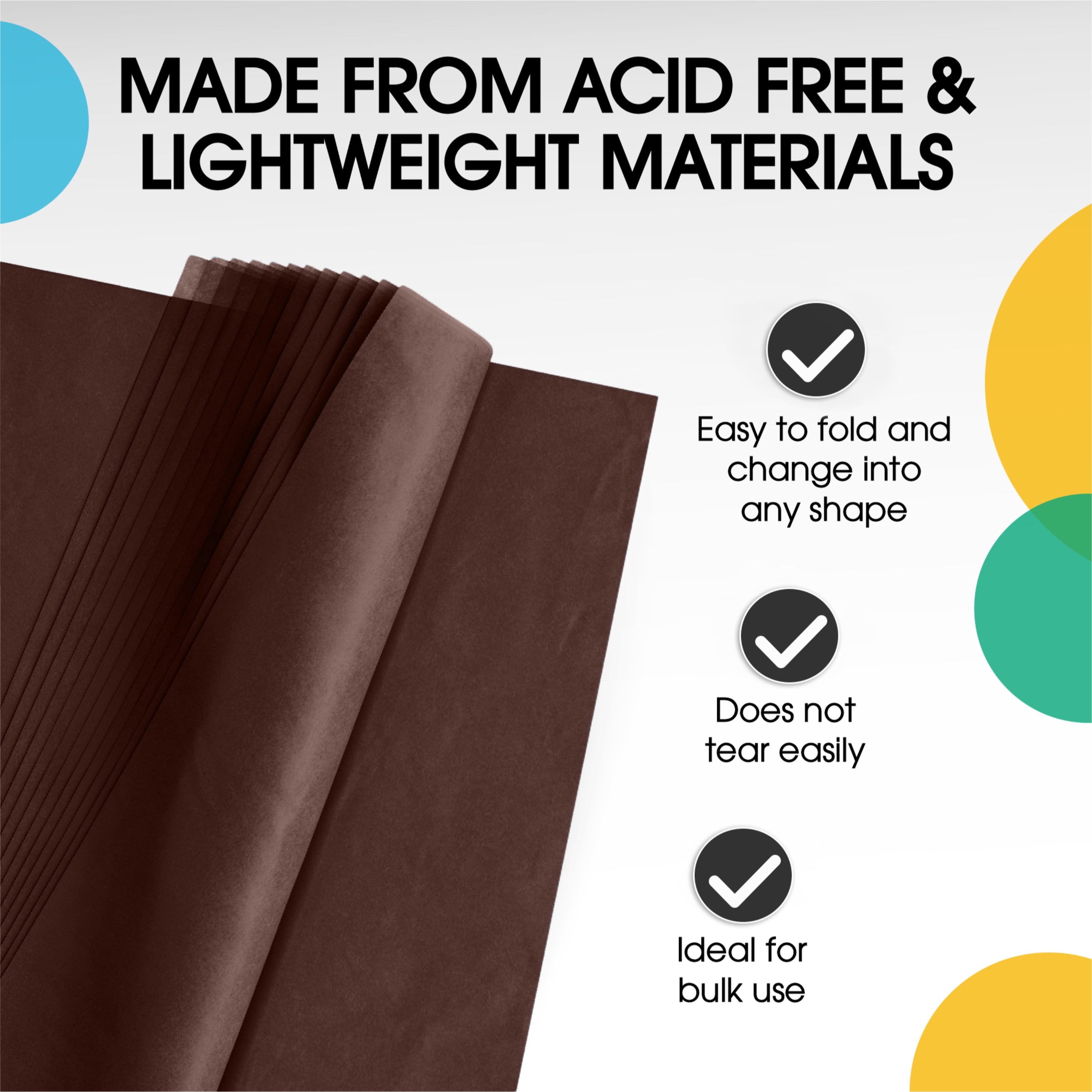 Crown Display - 480 Sheets, 20" x 30" Brown Packing Tissue Paper for Gift Wrapping and Packing