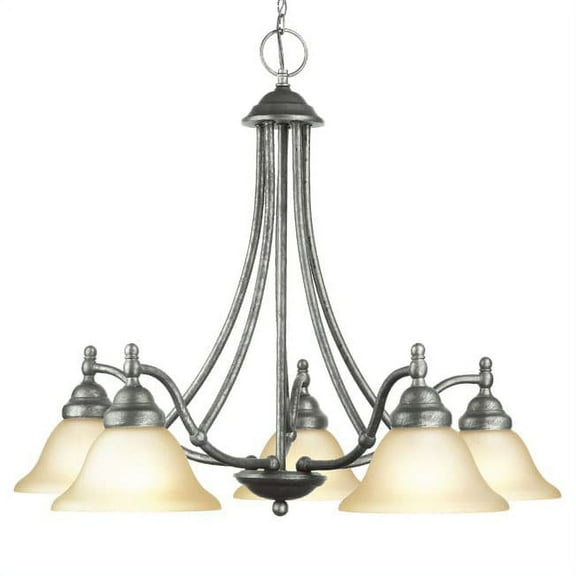 Woodbridge Lighting Anson 5-light Steel & Glass Chandelier in Gray Stone