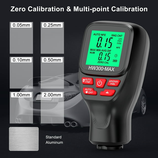 Thickness Gauge,Lcd Film Thickness 0-2000um Thickness Precise Film Thickness Meter With Calibration Tester Probe Modes Meter Car Paint Function Thickness Precise Lcd Thickness Meter Car Modes S With