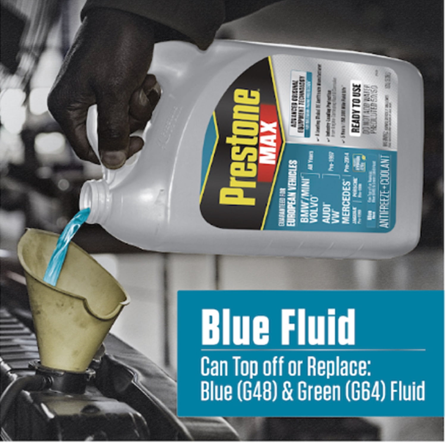 Prestone Max 50% European Lit Blue Af 6110 Antifreeze/Coolant, 1 Gallon