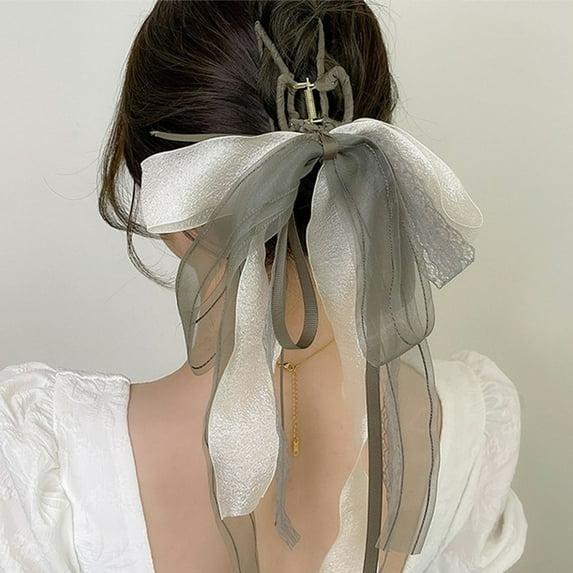 Dream Lifestyle Hair Barrette Elegant Non-Slip Mesh Temperament Streamer Ribbon Style Hair Claw Clip Beauty Supplies