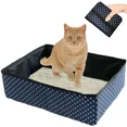 thumbnail image 1 of Caja de arena plegable para gatos, caja de arena portátil para gatos, impermeable, duradera, fácil de limpiar, adecuada para viajes, exteriores, hogar, azul, 40x30x13cm, 1 of 7