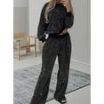 thumbnail image 4 of Women'S Two Piece Sets Glitter Star Tops Tee Shirt Pantsuits Concert Rave Outfits Black XXXL, 4 of 9