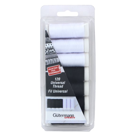 Gutermann Value Pack, Black,White- 7 Shades, 128m (140 yds), 16.51 cms (6.5 in) H x 6.35 cms (2.5 in) W x 2.54 cms (1 in) D