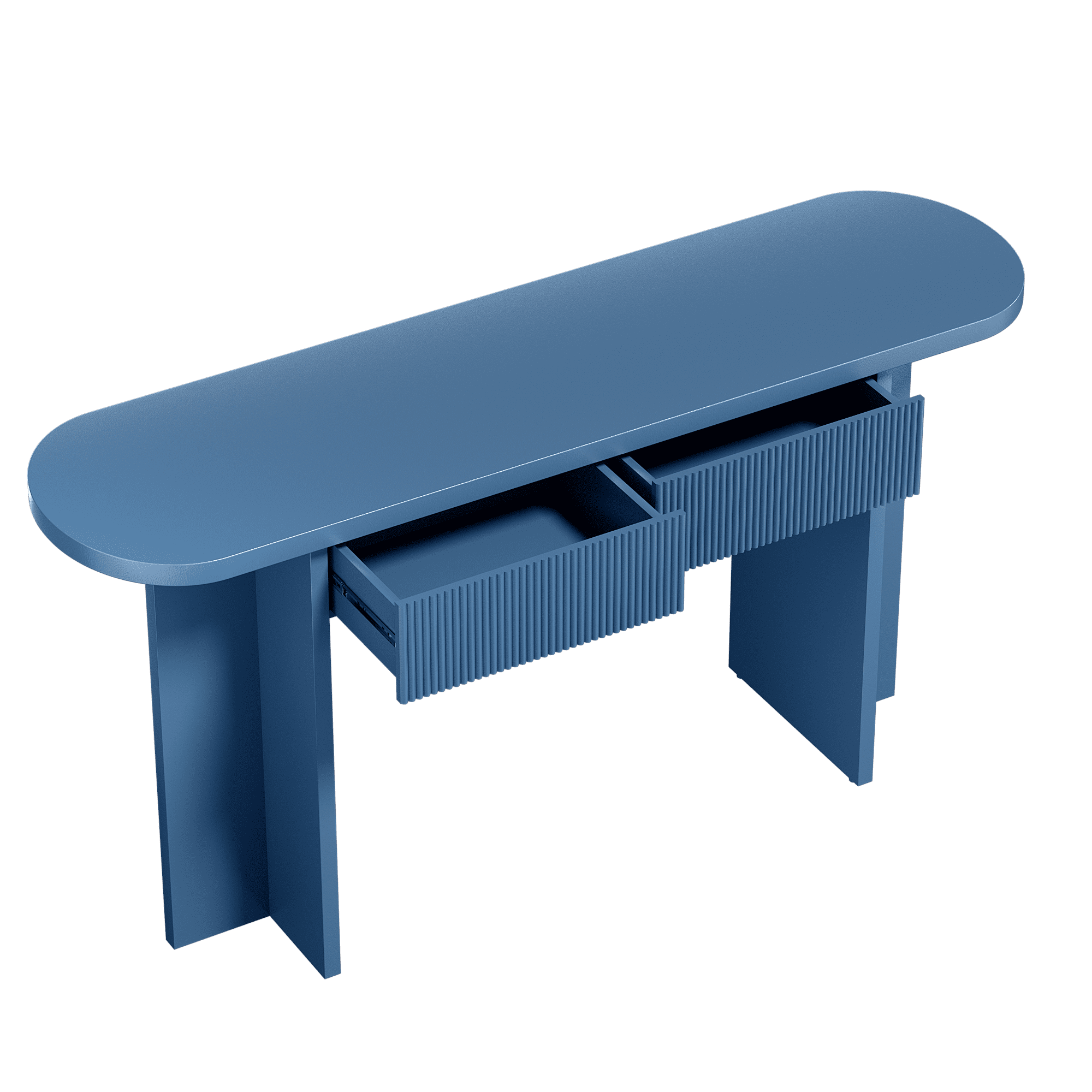 Mintazer 63" Fluted Console Table with 2 Drawers, Modern Entryway Tables with Storage, Sofa Table for Entryway Hallway Living Room, Blue