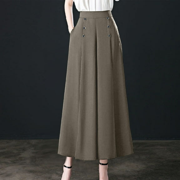 Azrian Summer Casual Long Trousers for Women Women's Casual Daily High Waisted Solid Loose Wide Leg Pants