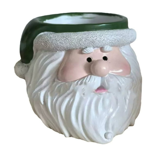 Christmas Decorations Santa Head Planter Fun Christmas Planter for Home Decor Christmas Cute Snowman Resin Flowerpot with Red and Black Hat Design A Tabletop Small Potted Plant Container