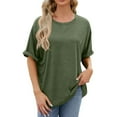 thumbnail image 2 of Njoeus Workout Tops for Women, Blouses for Women Dressy Casual Womens Tunic Tops Summer Round Neck Basic T Shirt Short Sleeve Shirts Loose Fitting Casual Blouses S-XXL, 2 of 7