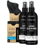 EVEO Eyeglass Cleaner Spray - No Streaks Technology with Microfiber Cleaning Cloth- Glasses Cleaning Kit - Glasses Cleaner Spray with Lens Cleaner Cloth - Screen & Eye Glasses Kit - 8oz (4ozx2)