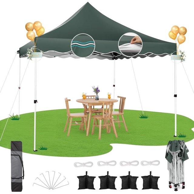 SANOPY 10 x 10 ft Pop-up Canopy Tent, Outdoor Straight Legs Instant Canopy - Gray