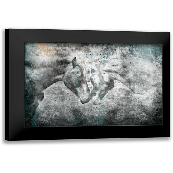 OnRei 14x11 Black Modern Framed Museum Art Print Titled - Love Horses