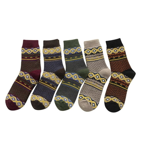 

Yrtoes Fuzzy Socks Clearance 5 Pack Womens Socks Vintage Winter Soft Warm Cold Knit Wool Socks