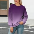 thumbnail image 2 of Olyvenn Women Gradient Print Crew Neck Long Sleeve Loose Fit Hoodless Sweatshirt Casual Comfortable Fall Tops Sky Blue M, 2 of 4