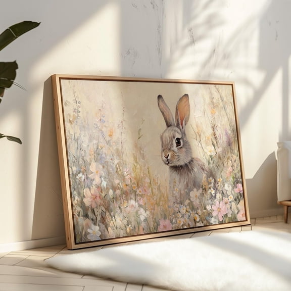 Bunny In Wildflowers Wall Art – Cute Animal Floral Print For Nursery, Living Room, Or Bedroom – Nature-Inspired Home Decor Wall Art, Modern Wall Decor, 8x12 UNFRAMED