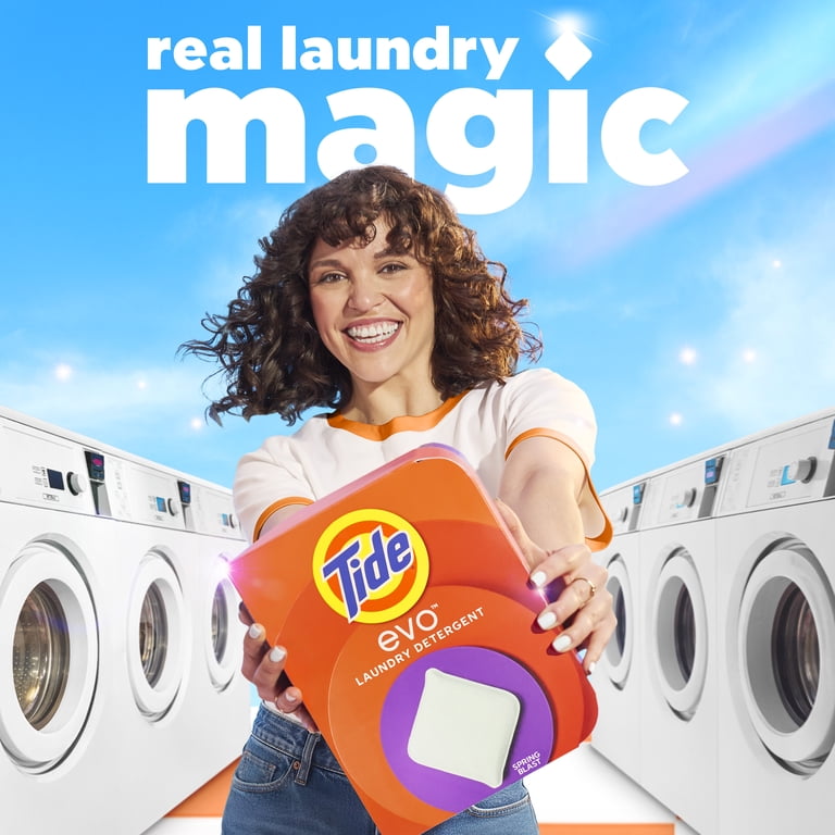 Tide Evo Laundry Detergent Tiles, Spring Blast Scent, 30 Count