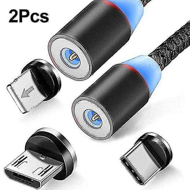 Paquete de 2 cables de carga magnéticos YONGSHENG 360 y cargador de teléfono giratorio 180 negro