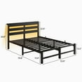 thumbnail image 3 of Tcbosik Bed Frame Full Size with Charging Station, Platform Bed with LED Lights headboard, Noise Free, Strong Steel Slats Support, Black, 3 of 10