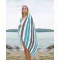 thumbnail image 2 of Grey Aqua Stripes,Beach Towels Oversized Super Absorbent,Abstract Contemporary Minimalist Geometric Lightweight Bath Towel Quick Dry Sets For Bathroom/Pool/Rv Camping/Beach Play/Gym Room 35"x70", 2 of 8