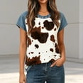 thumbnail image 2 of VNKIDY Womens Round Neck Short Sleeve Raglan TShirt With Cow Print Casual Western Style Relaxed Fit Top For Summer Daily Wear Versatile Top, 2 of 4