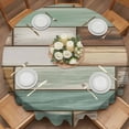 thumbnail image 2 of Vintage Wood Grain Round Tablecloth 54 inches Green Brown Board Farmhouse Waterproof Oil-Proof Table Cloth Round Table Cover for Holiday Party Picnic Dinner Decor Indoor and Outdoor Use, 2 of 9