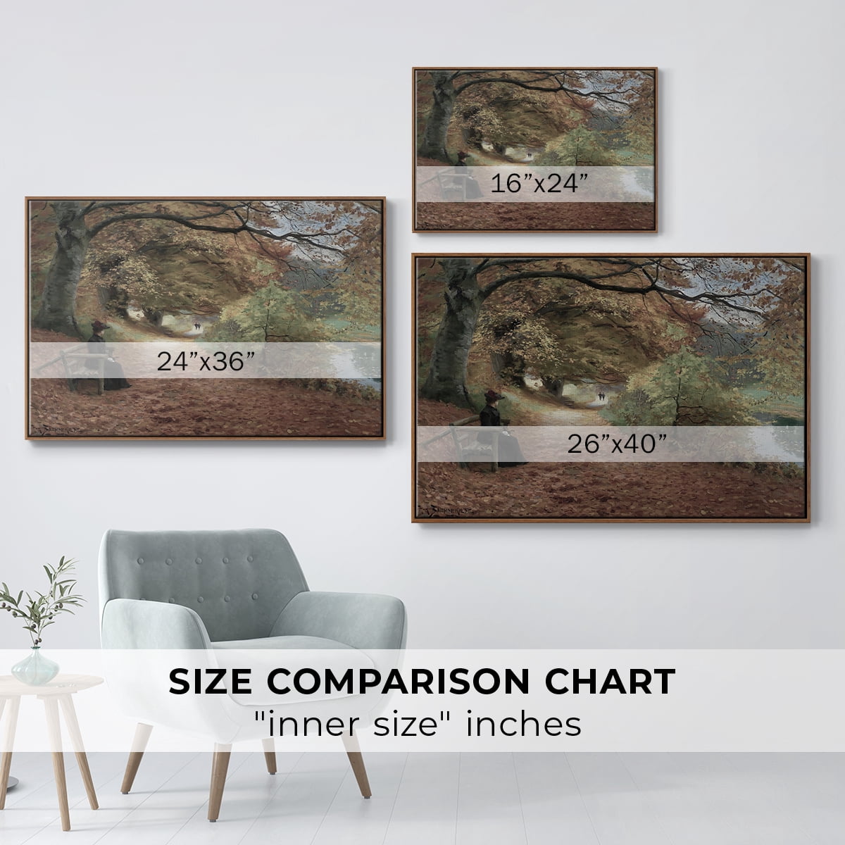 Vintage Landscape-CCCXXII By Wexford Home Framed in Walnut Wood Gallery Wrapped Canvas 17 in. x 25 in.
