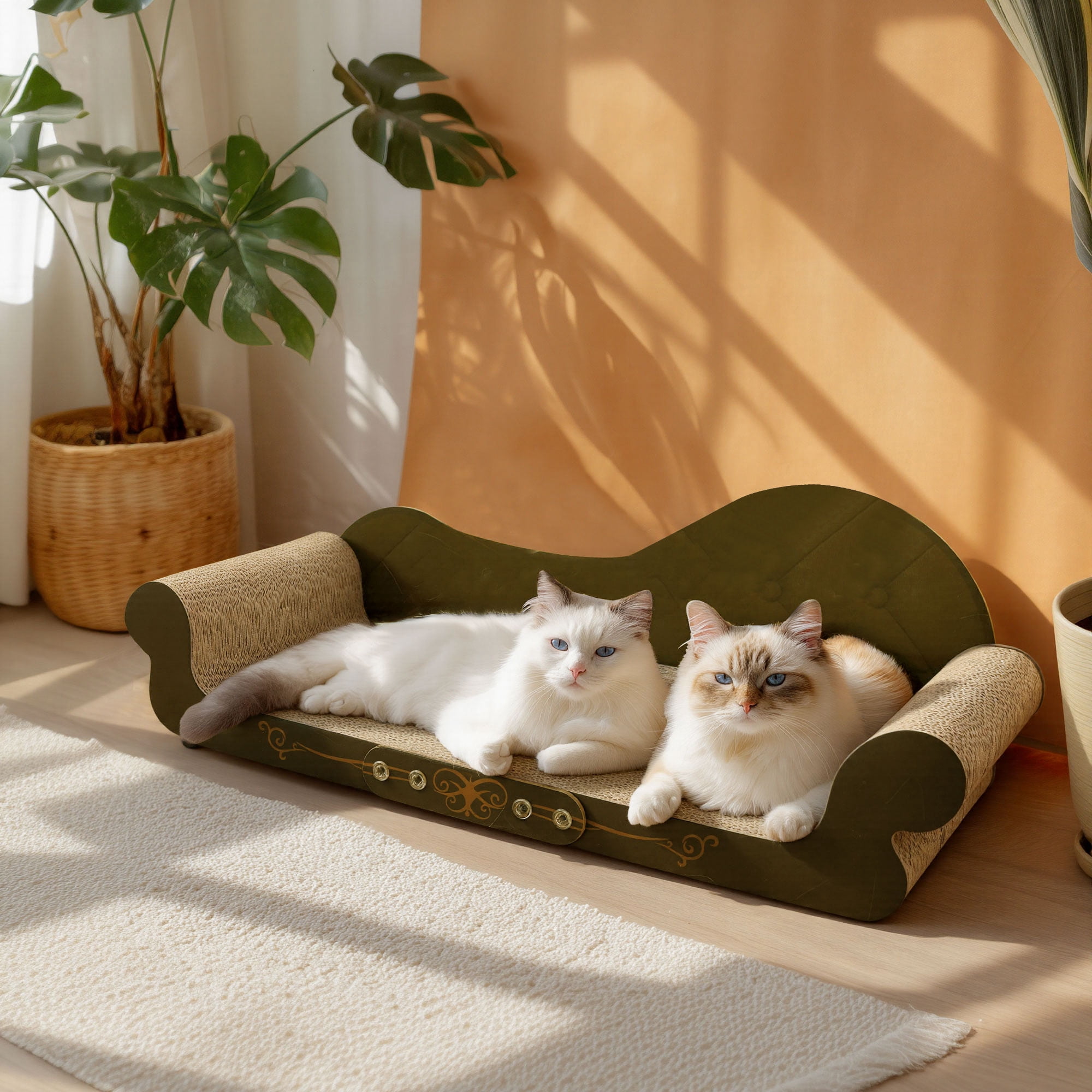 JIUZHEN Cat Scratching Sofa - 26" Large Cardboard Lounge & Scratch Pad for Indoor Cats, Durable Pet Bed Furniture Protector