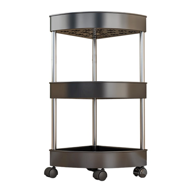 Estante organizador de almacenamiento esquinero extraíble con ruedas de 4 niveles y orificios de drenaje para baño, color negro, 40,9 x 10,2 pulgadas Yulucky