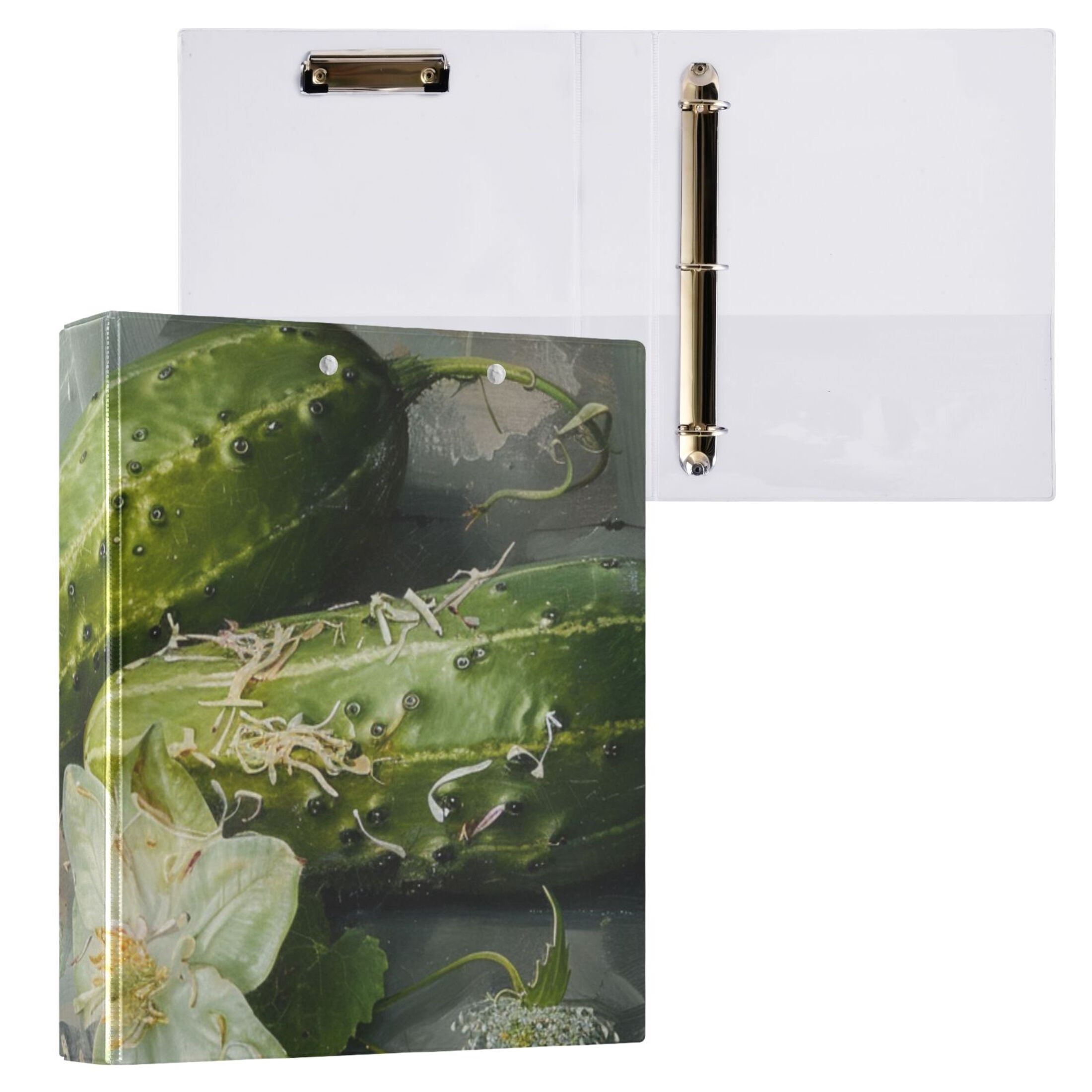 Cucumber and Flowers 3 Ring Binders 1.5 inch Hardcover File Folders with Interior Pockets A4 Size Organizer for School Office Hospital