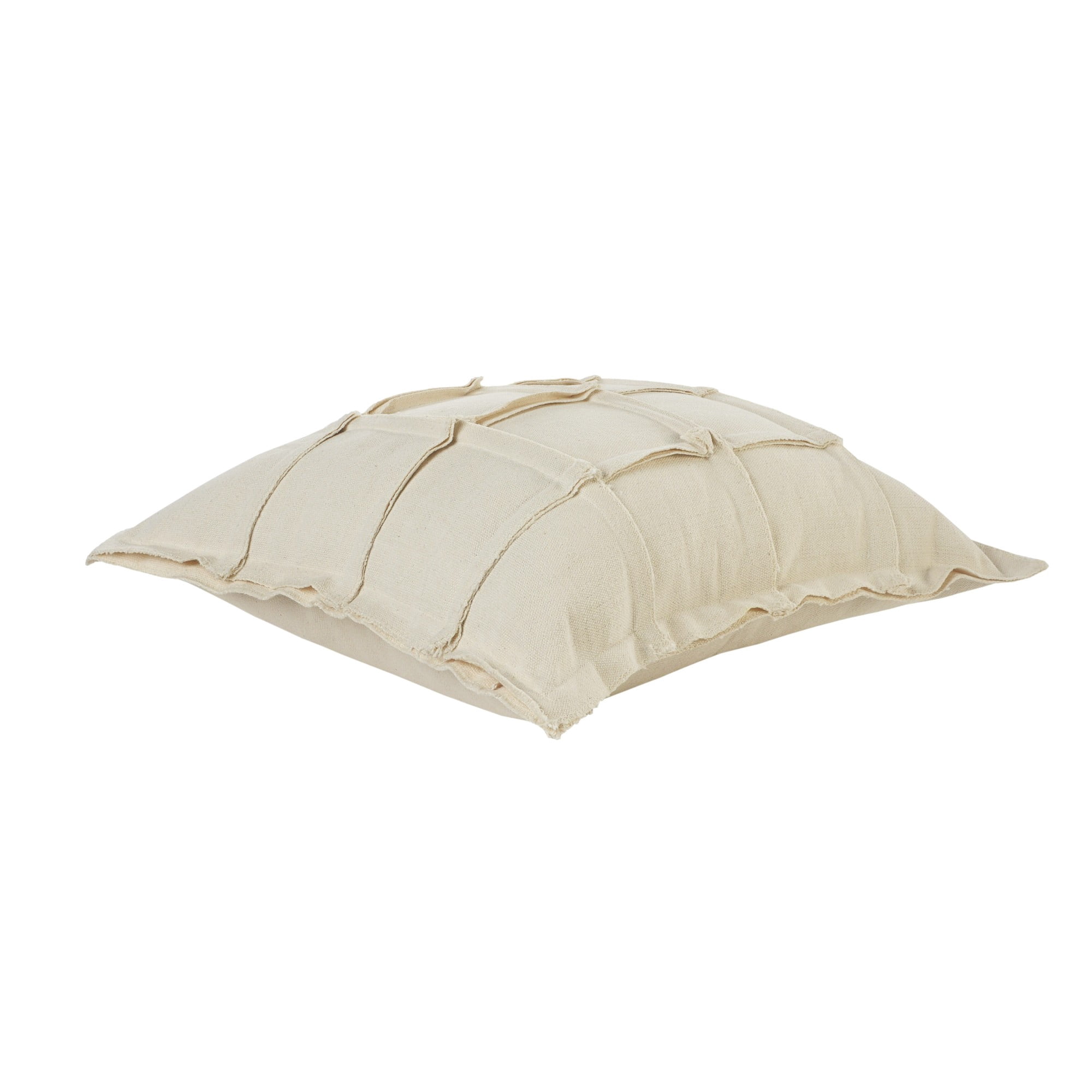Laddha Home Designs Handwoven Over Tufted Grid Cotton Throw Pillow Cover - 20" - Cream