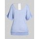 thumbnail image 3 of Camiseta con Puntilla Escotada de Panel en Contraste de Talla Extra Rosegal  Camisetas tallas grandes, 3 of 5