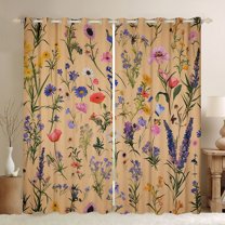 Feelyou Rustic Daisy Groovy Curtains Pack of 2 (42x84 Each) for Teen, Kawaii Cartoon Butterfly Curtains Blackout, Vintage Floral Flower Bedroom Curtains, Curtains and Drapes Decor