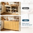 thumbnail image 4 of Yellow Orange Checkered Cabinet Curtain 35"Wx35"L,Dustproof Under Sink Skirt W/ Self Adhesive Tape,Farmhouse Buffalo Plaid Striped Cabinet Curtain Cover for Kitchen Sink,Bathroom Vanity,Laundry Room, 4 of 9