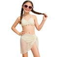 thumbnail image 3 of Hessimy Girls Swimsuit Two Pieces Bikini Set Ruffle Bathing Suits Flounced Tankini Swimwear,Ruffle Trim（Beige,9-10 Years), 3 of 7