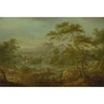 thumbnail image 2 of Thomas Smith of Derby 14x11 Gold Ornate Wood Frame and Double Matted Museum Art Print Titled - An Imaginary Landscape with a Wagon and a Distant View of a Town, 2 of 4