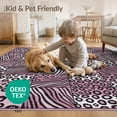 thumbnail image 4 of ODIKA Zebra Pink Mixed Wildlife Stripe Alternating Panel Leopard Print Stain Resistant Flatwoven for Entryway, Kitchen, Mudroom, 4 of 7